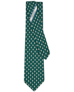 Ferragamo Seidenkrawatte Mit Teddy-Print - Grün