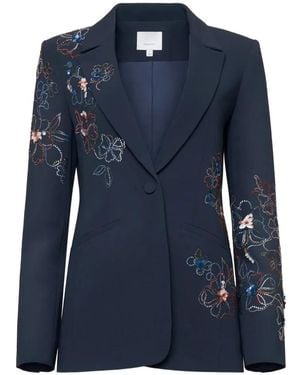 Cinq À Sept Karlie Floral-Detail Blazer - Blue