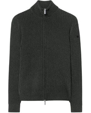 Rrd Velvet Rave Ribbed-Knit High-Neck Cardigan - Black