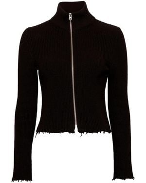 MM6 by Maison Martin Margiela Cardigan A Coste Con Zip - Nero