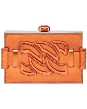 Casadei Bolso De Mano Con Parche Del Logo - Naranja