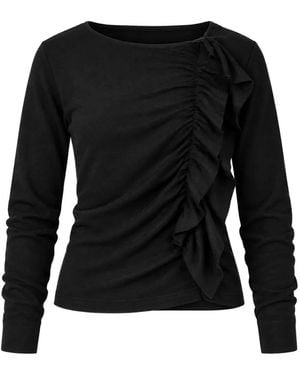 Liviana Conti Ruffled Long-Sleeve T-Shirt - Black