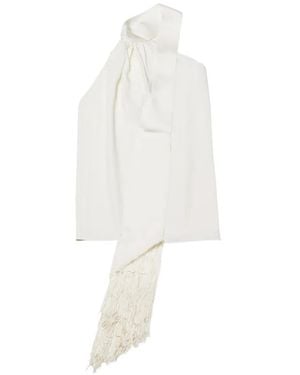 Taller Marmo Astor Fringe-Trimmed One-Shoulder Top - White