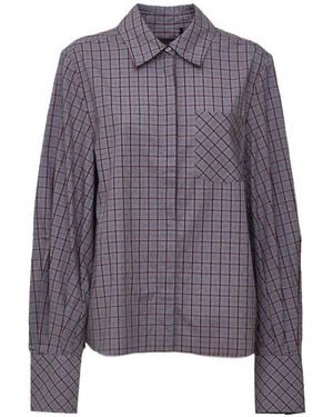 Essentiel Antwerp Check Voluminous-Sleeve Shirt - Purple