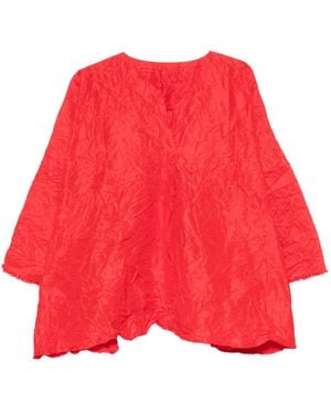 Daniela Gregis V-Neck Silk Blouse - Red