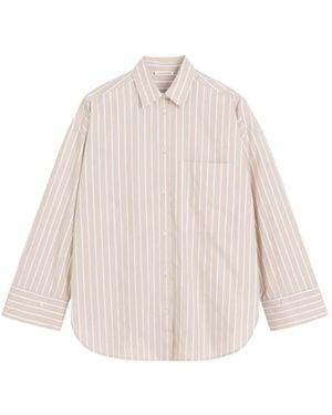By Malene Birger Derris Vertical-Stripe Chest-Pocket Shirt - Pink