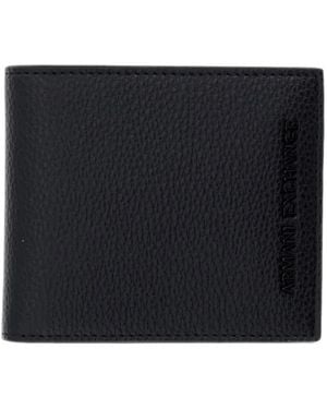 ARMANI EXCHANGE Logo-Embossed Pebbled-Leather Wallet - Black