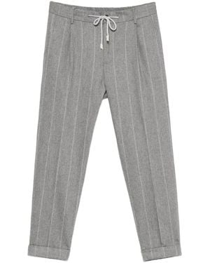 Eleventy Pinstripe Drawstring-Waist Trousers - Grey