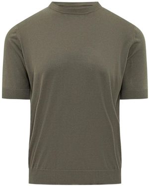 FILIPPO DE LAURENTIIS Short-Sleeve Silk Jumper - Green