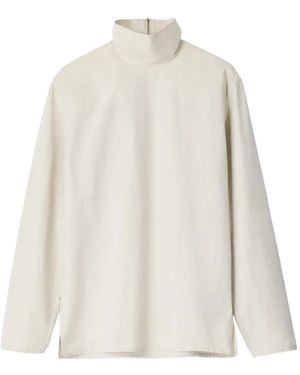 Lemaire Oberteil Mit Stehkragen Aus Leichtem Baumwoll-Chambray - Weiß