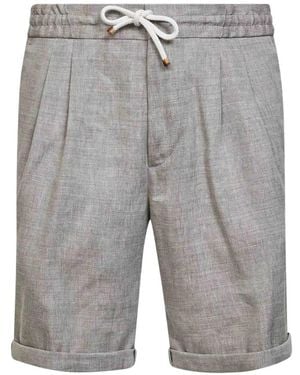 Brunello Cucinelli Chevron-pattern Pleated Shorts - Grey