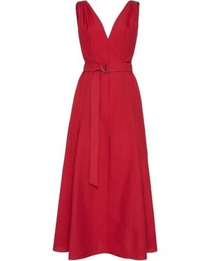 Brunello Cucinelli Midikleid Aus Popeline - Rot
