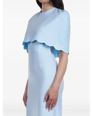 ARAFTU Scalloped-Edge Cape-Overlay Midi Dress - Blue