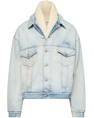 MM6 by Maison Margiela Shearling-Collar Denim Jacket - Blue