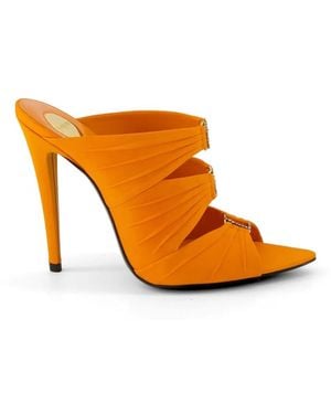 Saint Laurent Mules Emilie De Crepé Y Satén - Naranja