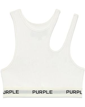 Purple Brand カットアウト クロップドトップ - ホワイト