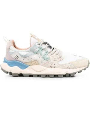 Flower Mountain Perforated Panelled Trainers - White
