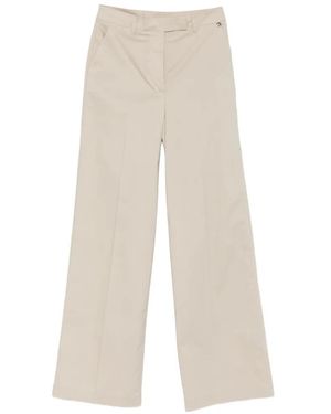 Liu Jo Cotton Buttoned Wide-Leg Pants - White