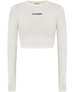 Jil Sander Logo-Print Bikini Top - White