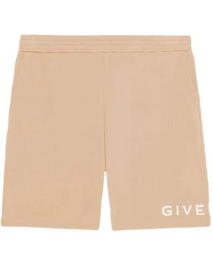 Givenchy Shorts Met Geborduurd Logo En Elastische Taille - Naturel