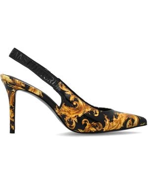 Versace Jeans Couture Baroque-Pattern Slingback Court Shoes - White