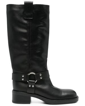 GISEL B Harness-Detail Leather Boots - Black