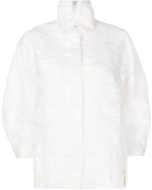 Shiatzy Chen Full-Jacquard Stand-Up Collar Jacket - White