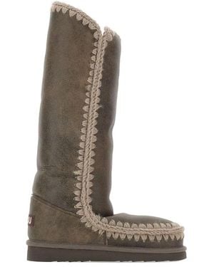 Mou 40 Crocheted-Details Boots - Brown