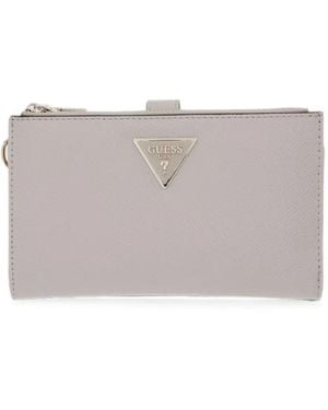 Guess Logo-Plaque Wristlet Wallet - Grey