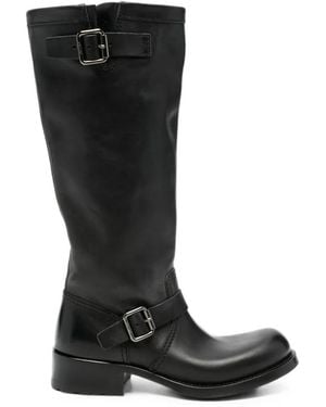Prada Buckle-Detail Knee-High Boots - Black