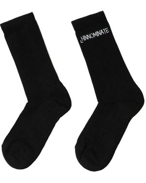 hinnominate Logo-Embroidered Ribbed Socks - Black