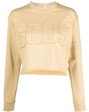 Gcds Logo Print Cropped Sweatshirt - Natural