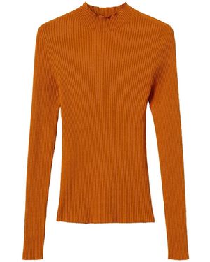 Twinset Ribbed Turtleneck Knit Jumper - Orange
