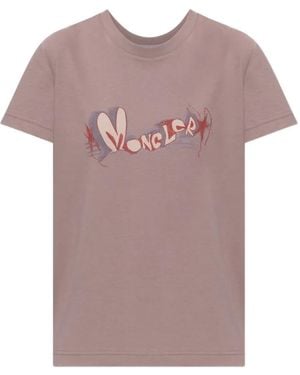 Moncler Logo-Print T-Shirt - Pink