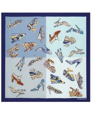 Ferragamo Genio Print Square Scarf - Blue