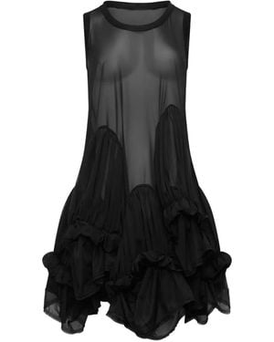Comme des Garçons Sheer Ruffled Mini Dress - Black