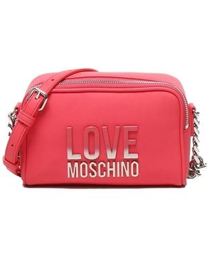 Love Moschino Logo-Plaque Chain Shoulder Bag - Red