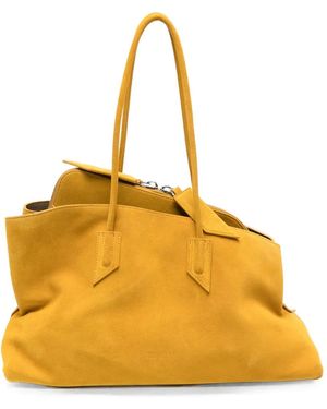 The Attico Medium La Passeggiata Suede Geometric-Frame Tote Bag - Yellow