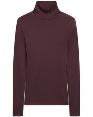 Agolde Carlyle Long-Sleeve Turtle-Neck T-Shirt - Purple