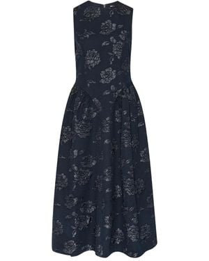 ROTATE BIRGER CHRISTENSEN Jacquard Midi Dress Dark - Blue