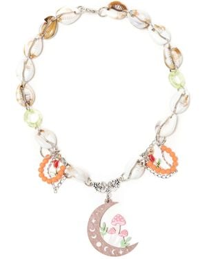 Amir Slama Bijoux Halskette Mit Kaurimuscheln - Weiß