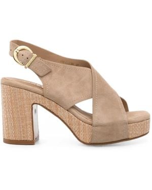 Janet & Janet Crossover-Strap Platform Sandals - Natural