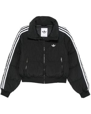 adidas Three-Stripes Logo Puffer Jacket - Black