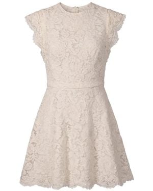Valentino Garavani Lace-Overlay Cap-Sleeve Mini Dress - Natural