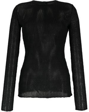 Del Core Textured-Finish Silk Top - Black