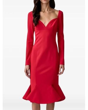 Pinko Sweetheart-Neck Midi Dress - Red