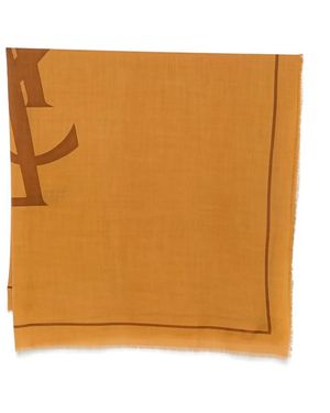 Saint Laurent Logo-Print Frayed Scarf - Orange
