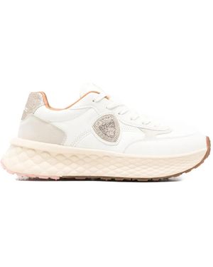Blauer Logo-Plaque Leather Sneakers - White