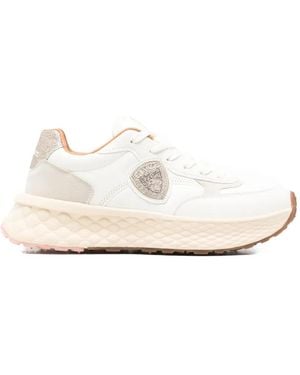 Blauer Logo-Plaque Leather Sneakers - White