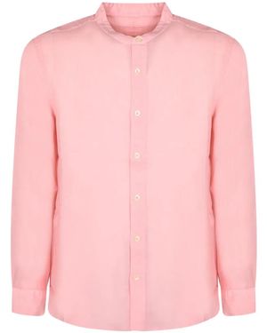 120% Lino Band-Collar Long-Sleeve Shirt - Pink